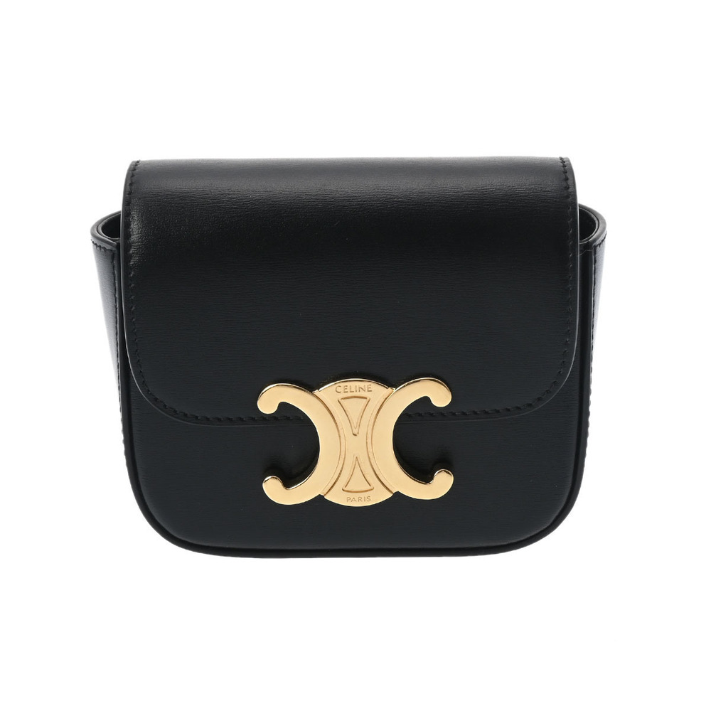 Celine Claude Black Shiny Calfskin Shoulder Bag